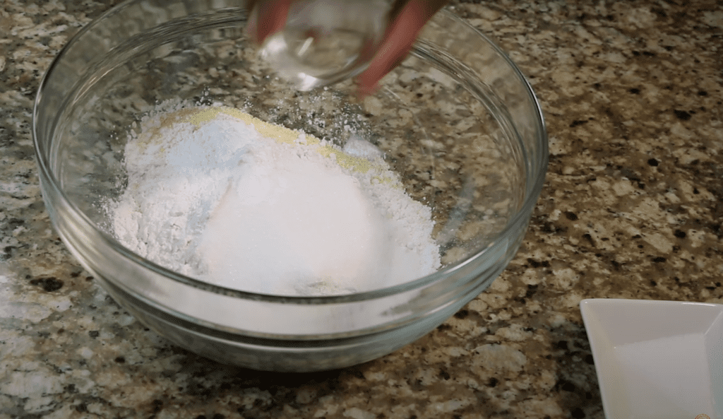 cornmeal, sugar, baking powder and baking soda